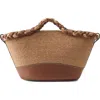 Helen Kaminski Duna Woven Raffia Tote Bag In Nougat/cuoio