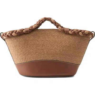 Helen Kaminski Duna Woven Raffia Tote Bag In Nougat/cuoio