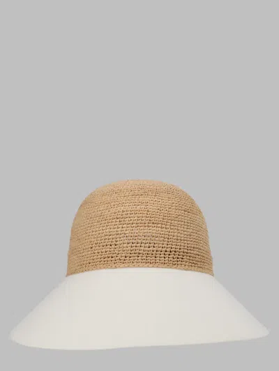 Helen Kaminski Elegant Raffia And Linen Sun Hat In Beige