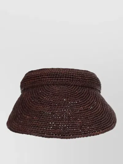 Helen Kaminski Erin Wide Brim Hat Woven Texture In Burgundy