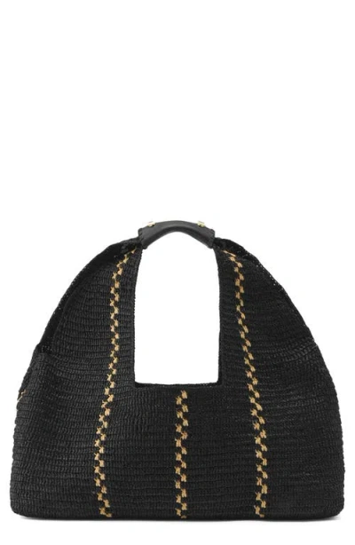 Helen Kaminski Euphoria Raffia Tote In Charcoal/natural