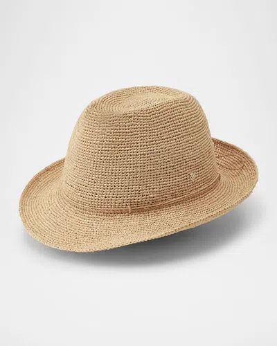 Helen Kaminski Fai Packable Raffia Fedora Hat In Neutral