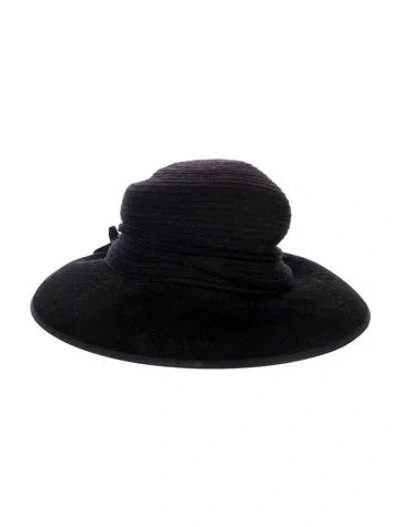 Pre-owned Helen Kaminski Felt Wide Brim Sun Hat In Black