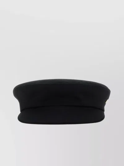 Helen Kaminski Flat Top Cotton Hat With Rounded Brim In Black