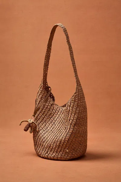 Helen Kaminski For Fwrd Lani Raffia Crochet Bucket Bag With Palm Tree Charm
