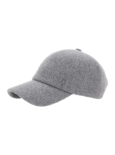 HELEN KAMINSKI GREY BASEBALL CAP WITH LOGO EMBROIDERY ON THE FRONT IN WOOL WOMAN