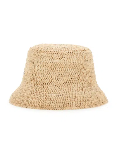 Helen Kaminski Hat52267 Raffia Crochet Bucket Hat In Brown