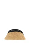 Helen Kaminski Woven Raffia Visor With Logoed Band In Natblalog