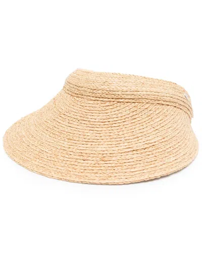 Helen Kaminski Interwoven Raffia Visor In Neutrals