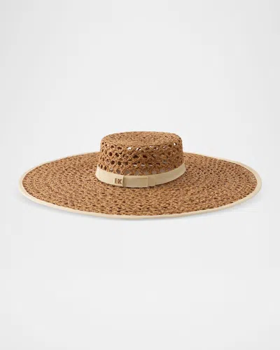 Helen Kaminski Kavya Belted Raffia Sun Hat In Brown
