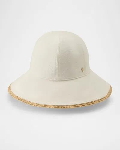 Helen Kaminski Lamassu Paneled Cotton With Raffia Trim Bucket Hat