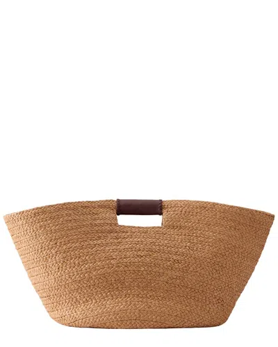 Helen Kaminski Leonor Wide Braid Foldable Raffia & Leather Tote In Brown