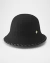Helen Kaminski Liana Woven Leather & Wool Fedora Hat In Black