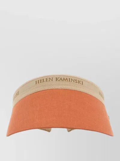 Helen Kaminski Linen Brooke Visor Hat Wide Brim In Orange