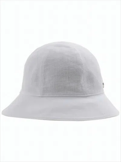 Helen Kaminski Linen Bucket Hat With Subtle Stitching And Emblem In Gray