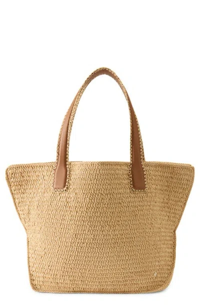 Helen Kaminski Liyoni Crochet Trim Raffia Tote In Brown