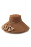 Helen Kaminski Wide Cotton Bucket With Raffia Tassels In Nutshell