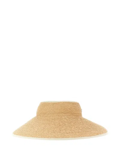 Helen Kaminski Mai Woven Wide-brim Visor In Neutral