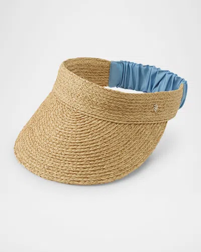 Helen Kaminski Medea Classic Straw & Ribbon Visor In Brown