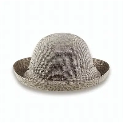 Helen Kaminski Meticulously Woven Raffia Hat With Rounded Crown And Upturned Brim In Gray