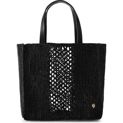 Helen Kaminski Mini Arleth Crochet Raffia Tote In Black