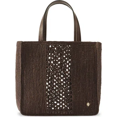 Helen Kaminski Mini Arleth Crochet Raffia Tote In Brown