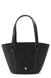 Helen Kaminski Mini Bisou Raffia Basket Tote In Charcoal/black