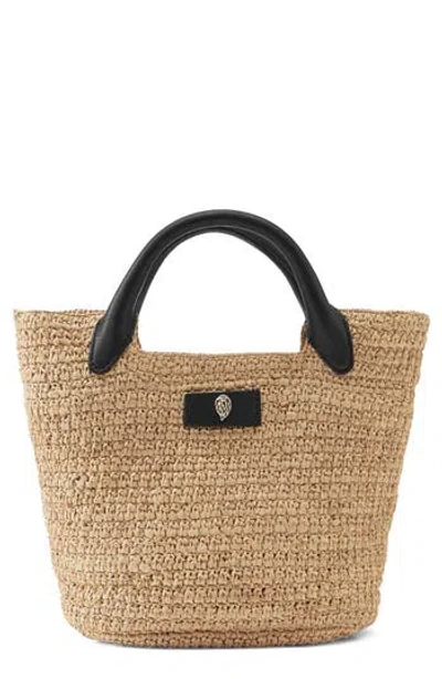 Helen Kaminski Mini Cassia Woven Raffia Tote Bag In Natural/black