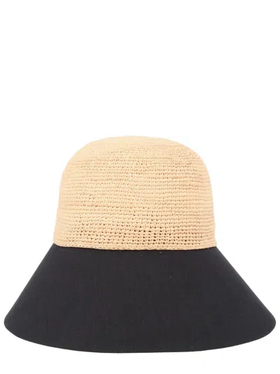 Helen Kaminski Mini Raffia And Linen Hat In Black