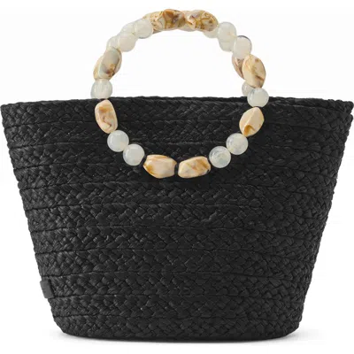 Helen Kaminski Nacre Basket Bag In Charcoal/natural