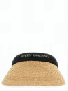 Helen Kaminski Natural Raffia Visor With Black Brand Band In Brown
