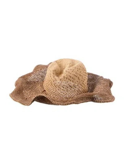 Pre-owned Helen Kaminski Neutral Raffia  Sun Hat In Neutrals