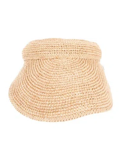 Pre-owned Helen Kaminski Neutral Raffia Visor In Neutrals