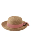 Helen Kaminski Newport Raffia Straw Hat In Nougat/gumblossom