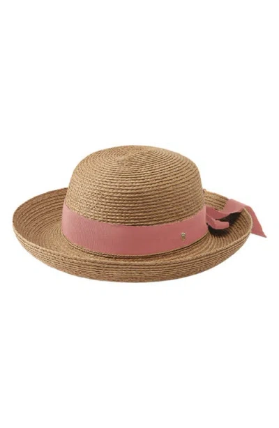Helen Kaminski Newport Raffia Straw Hat In Nougat/gumblossom