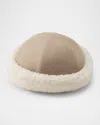 Helen Kaminski Nika Shearling-trim Brushed Wool Beanie In Neutral