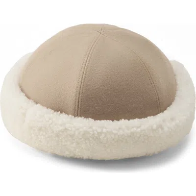 Helen Kaminski Nika Wool Beanie With Genuine Shearling Trim In Brown