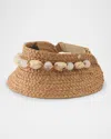 Helen Kaminski Nyla Packable Pebble Braided Raffia Visor In Nougat Natural
