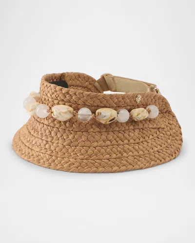HELEN KAMINSKI NYLA PACKABLE PEBBLE BRAIDED RAFFIA VISOR
