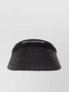 Helen Kaminski Black Raffia Visor Hat With Embroidered Band