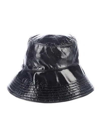 Pre-owned Helen Kaminski Patent Leather Bucket Hat In Black