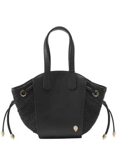 Helen Kaminski Piaf Raffia & Leather Tote In Black