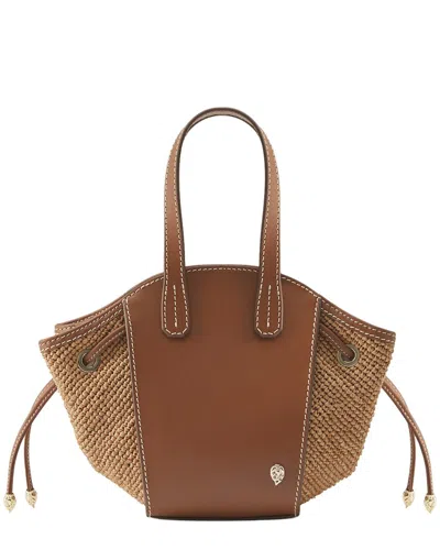 Helen Kaminski Piaf Raffia & Leather Tote In Brown