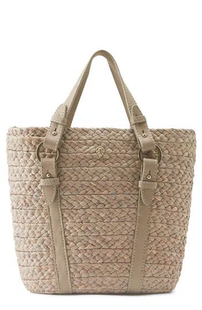 Helen Kaminski Pinimil Woven Raffia Satchel In Eclipse Melange/grey