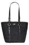 Helen Kaminski Pinimil Woven Raffia Tote Bag In Charcoal/black