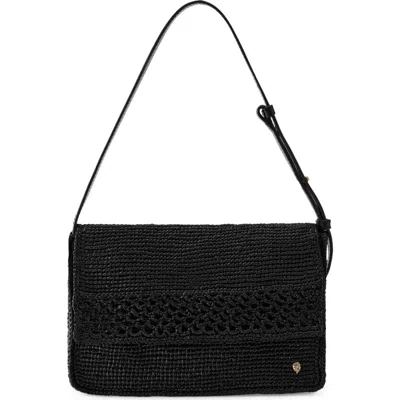 Helen Kaminski Poppy Crochet Raffia Shoulder Bag In Black