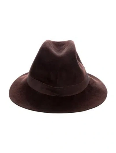 Pre-owned Helen Kaminski Rabbit Felt Rounded Hat In Brown
