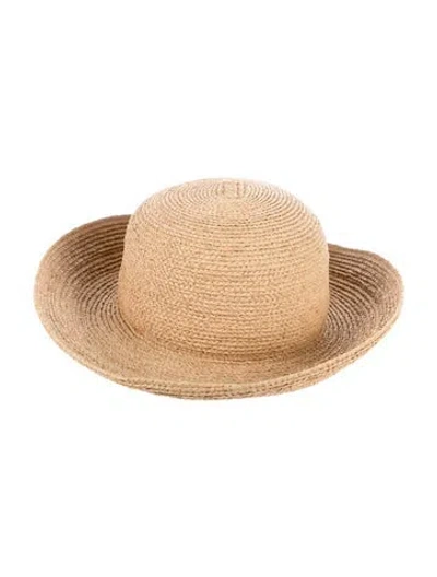 Pre-owned Helen Kaminski Raffia Boater Hat In Neutral