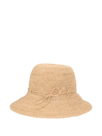 Helen Kaminski Raffia Bow-detail Hat In Neutral