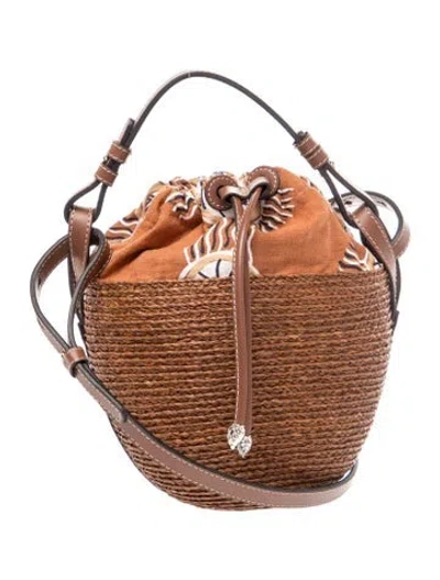 Pre-owned Helen Kaminski Raffia Bucket Bag In Brown